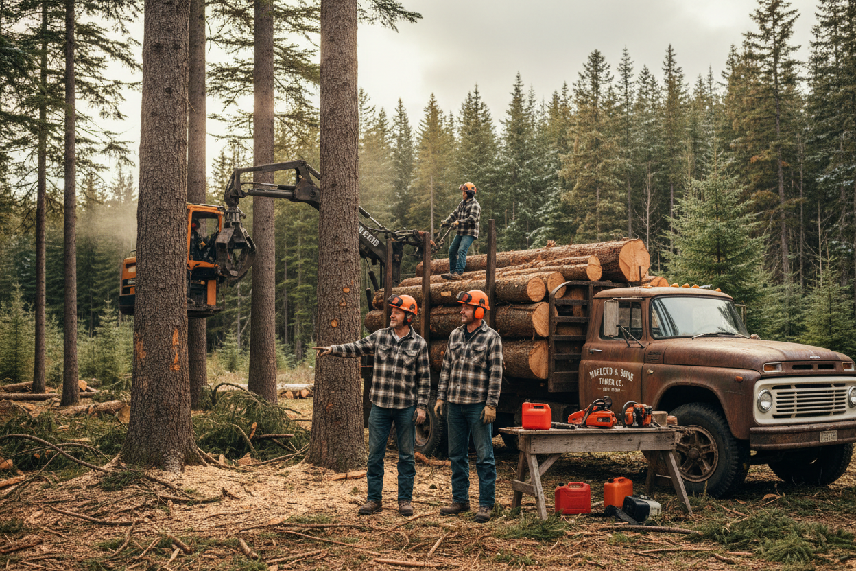 logging industry run by family men in Canada